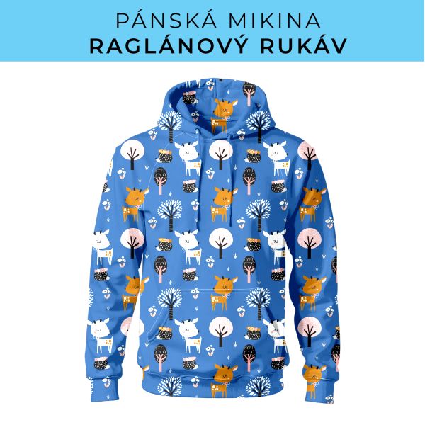 PÁNSKÝ střih - mikina raglan ZÁKLADNÍ s kapucí