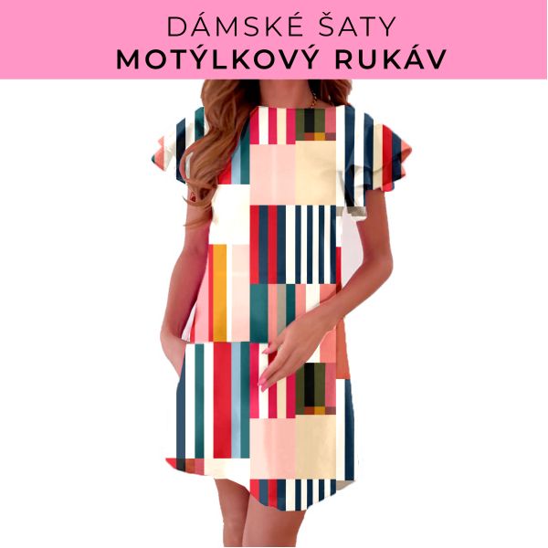 DÁMSKÝ střih - šaty s motýlkovým rukávem