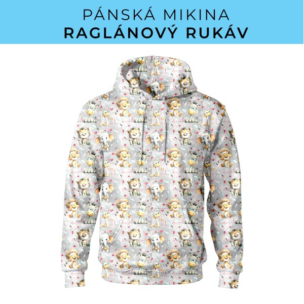 PÁNSKÝ střih - mikina raglan ZÁKLADNÍ s kapucí
