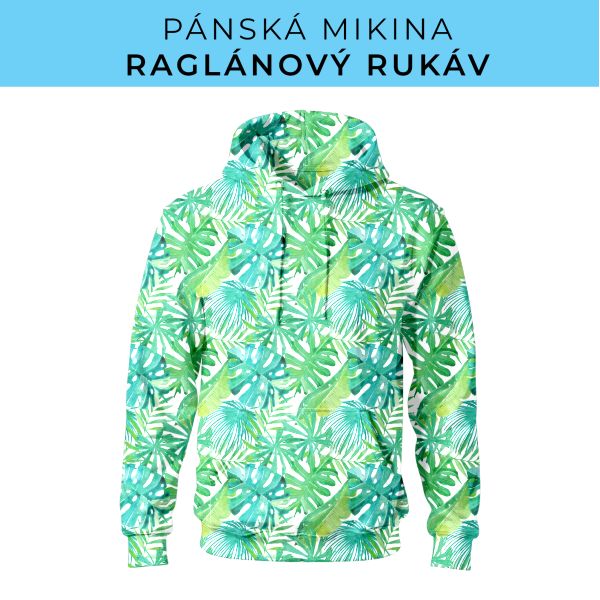 PÁNSKÝ střih - mikina raglan ZÁKLADNÍ s kapucí