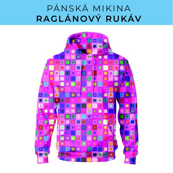 PÁNSKÝ střih - mikina raglan ZÁKLADNÍ s kapucí