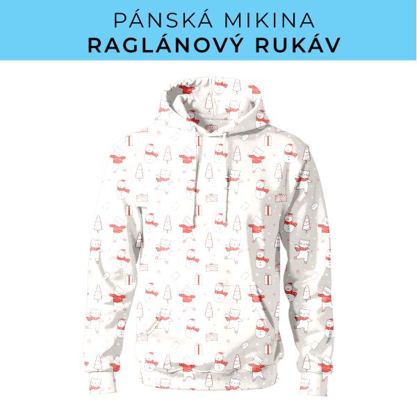 PÁNSKÝ střih - mikina raglan ZÁKLADNÍ s kapucí