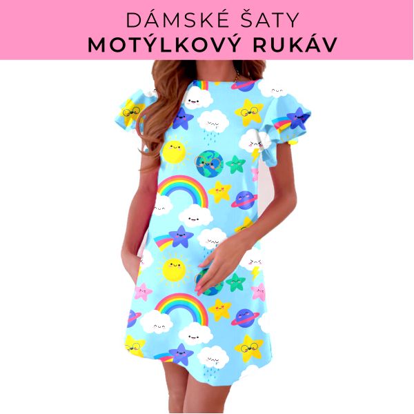 DÁMSKÝ střih - šaty s motýlkovým rukávem
