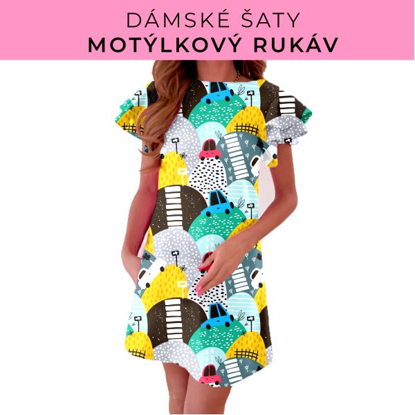 DÁMSKÝ střih - šaty s motýlkovým rukávem