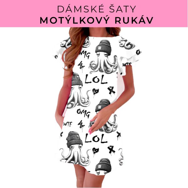 DÁMSKÝ střih - šaty s motýlkovým rukávem
