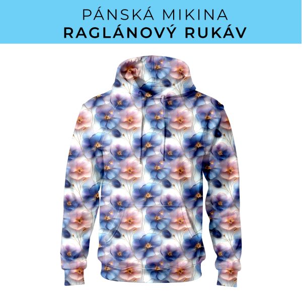 PÁNSKÝ střih - mikina raglan ZÁKLADNÍ s kapucí