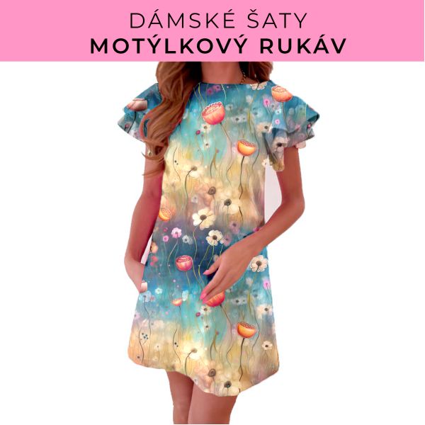 DÁMSKÝ střih - šaty s motýlkovým rukávem