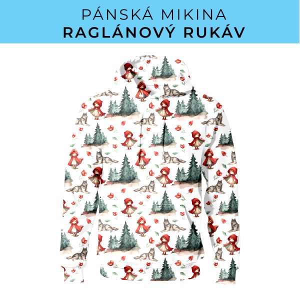 PÁNSKÝ střih - mikina raglan ZÁKLADNÍ s kapucí