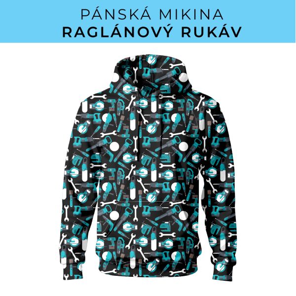 PÁNSKÝ střih - mikina raglan ZÁKLADNÍ s kapucí