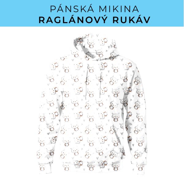 PÁNSKÝ střih - mikina raglan ZÁKLADNÍ s kapucí