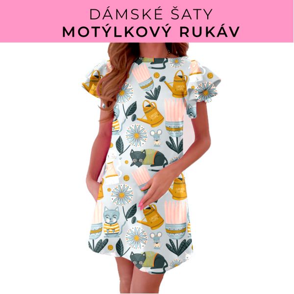 DÁMSKÝ střih - šaty s motýlkovým rukávem