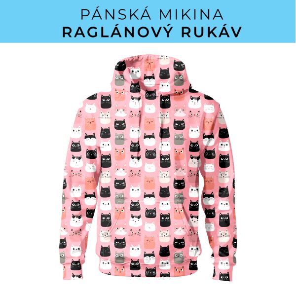 PÁNSKÝ střih - mikina raglan ZÁKLADNÍ s kapucí