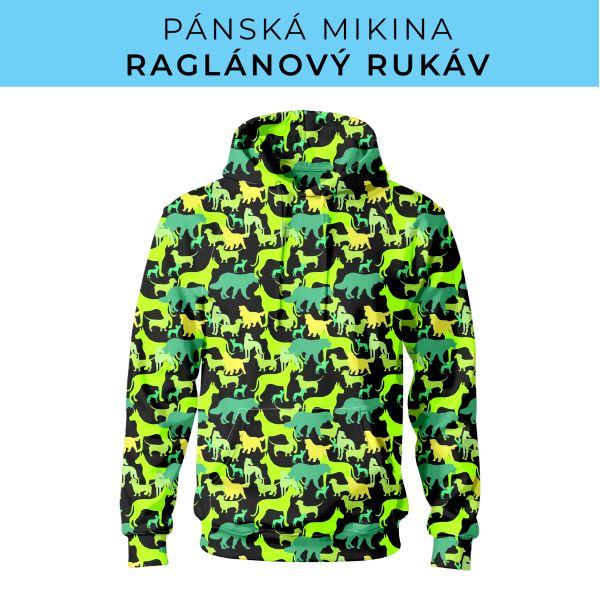 PÁNSKÝ střih - mikina raglan ZÁKLADNÍ s kapucí