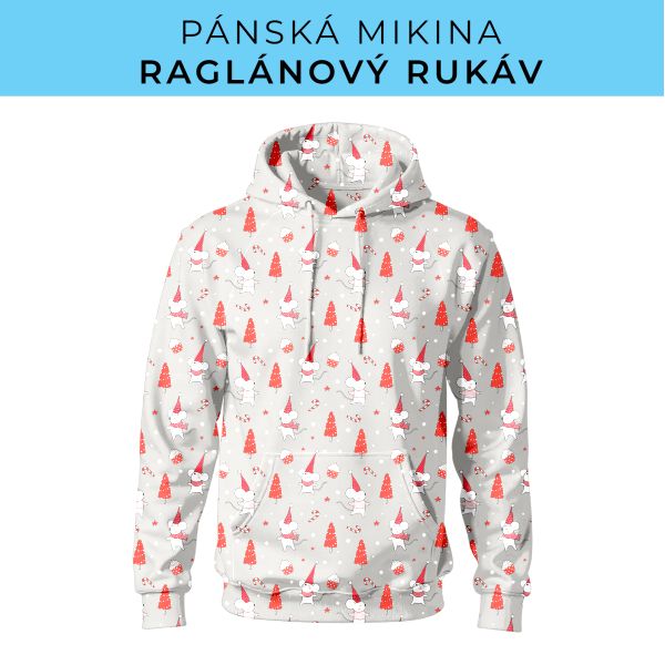 PÁNSKÝ střih - mikina raglan ZÁKLADNÍ s kapucí