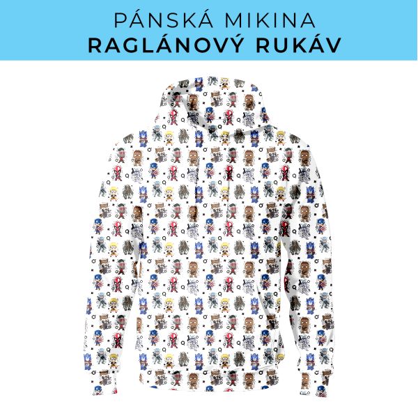 PÁNSKÝ střih - mikina raglan ZÁKLADNÍ s kapucí