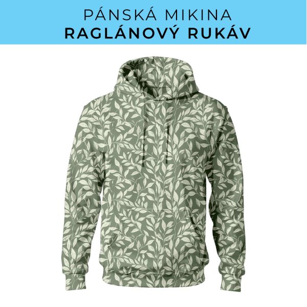 PÁNSKÝ střih - mikina raglan ZÁKLADNÍ s kapucí