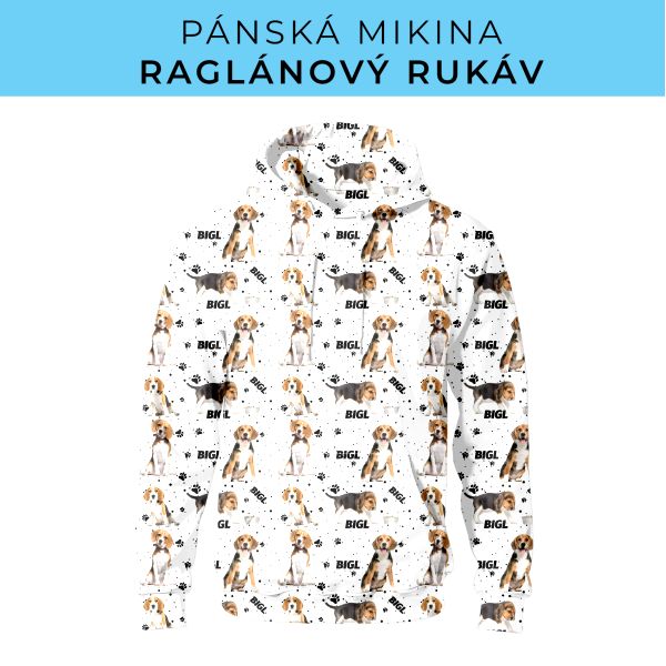 PÁNSKÝ střih - mikina raglan ZÁKLADNÍ s kapucí