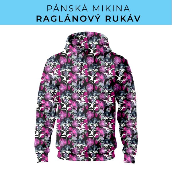PÁNSKÝ střih - mikina raglan ZÁKLADNÍ s kapucí