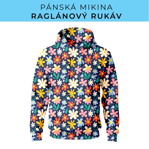 PÁNSKÝ střih - mikina raglan ZÁKLADNÍ s kapucí