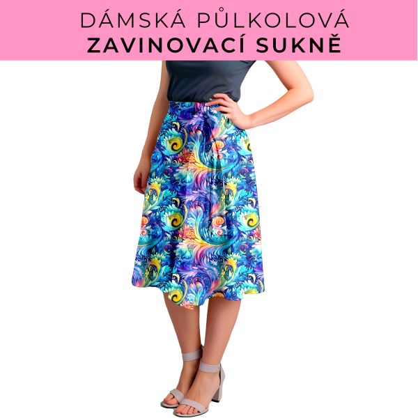 Dámská půlkolová zavinovací sukně