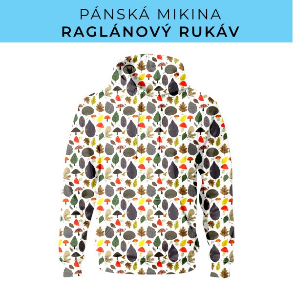 PÁNSKÝ střih - mikina raglan ZÁKLADNÍ s kapucí