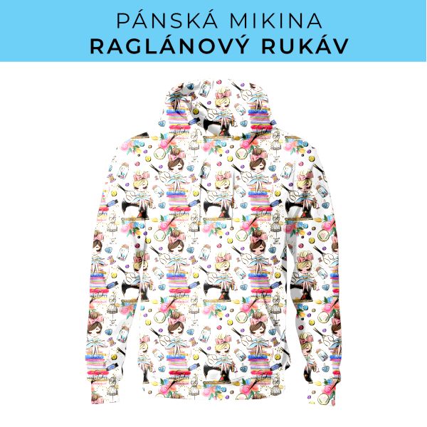 PÁNSKÝ střih - mikina raglan ZÁKLADNÍ s kapucí
