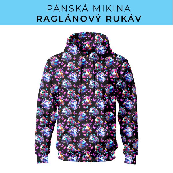 PÁNSKÝ střih - mikina raglan ZÁKLADNÍ s kapucí