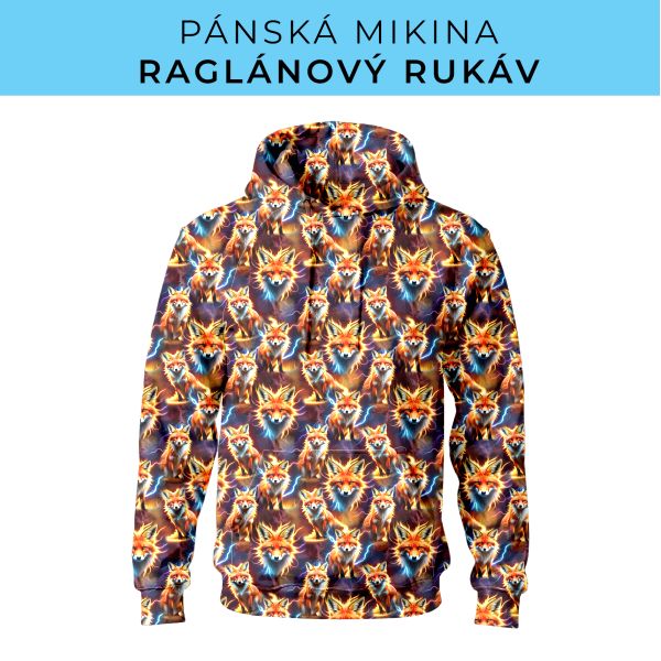 PÁNSKÝ střih - mikina raglan ZÁKLADNÍ s kapucí