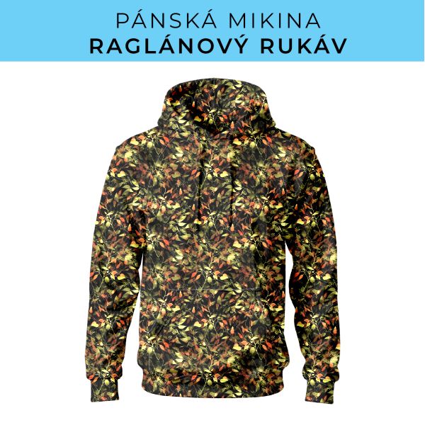 PÁNSKÝ střih - mikina raglan ZÁKLADNÍ s kapucí