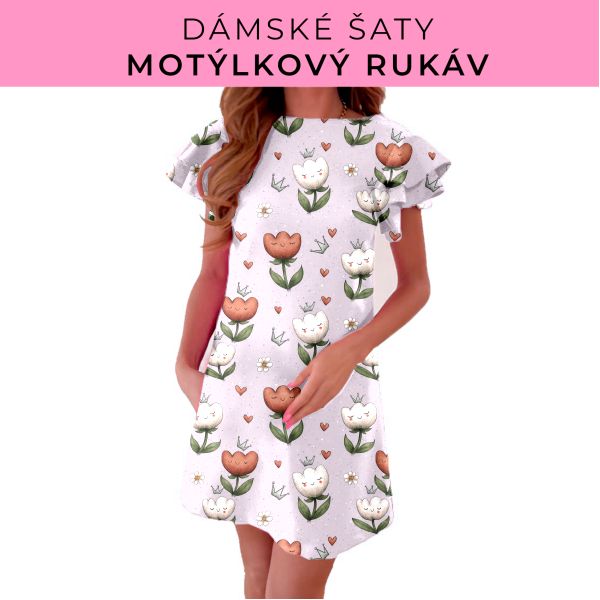 DÁMSKÝ střih - šaty s motýlkovým rukávem