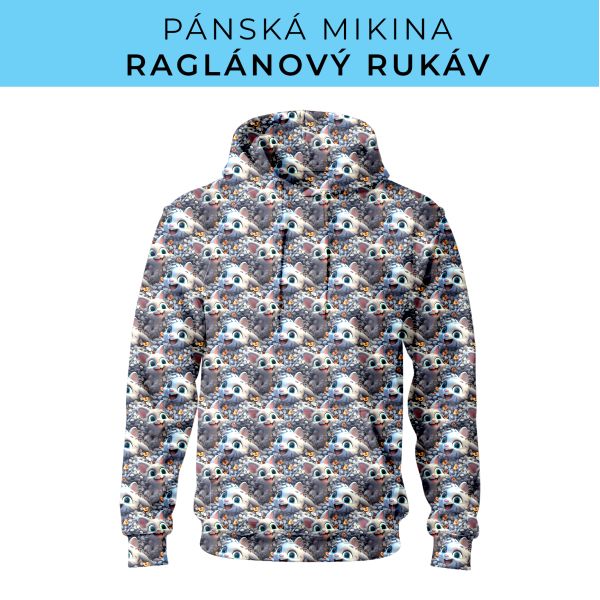 PÁNSKÝ střih - mikina raglan ZÁKLADNÍ s kapucí