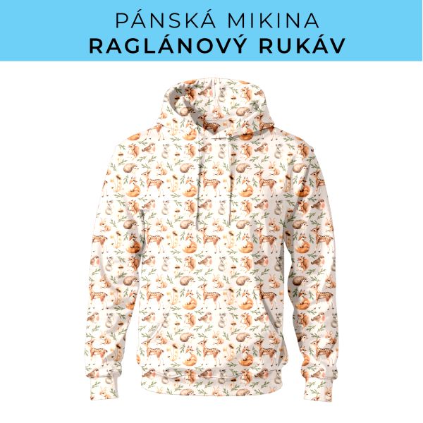 PÁNSKÝ střih - mikina raglan ZÁKLADNÍ s kapucí