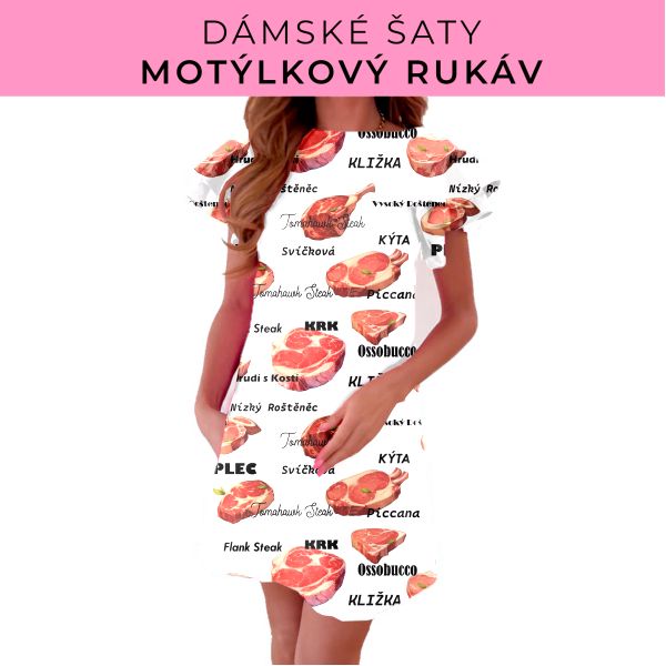 DÁMSKÝ střih - šaty s motýlkovým rukávem