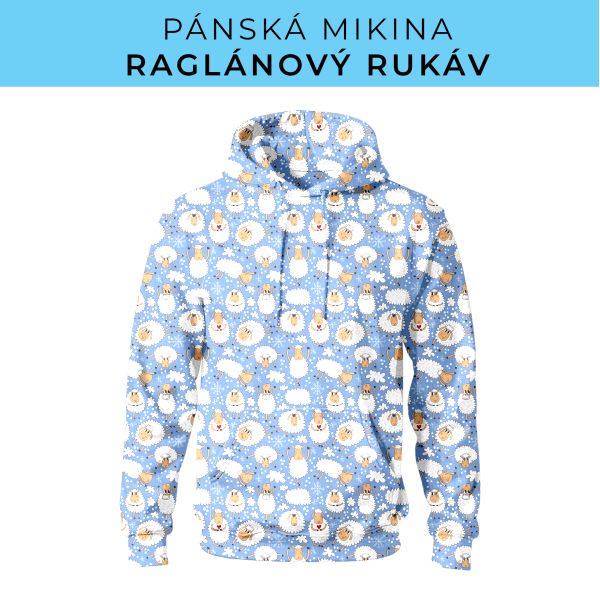 PÁNSKÝ střih - mikina raglan ZÁKLADNÍ s kapucí