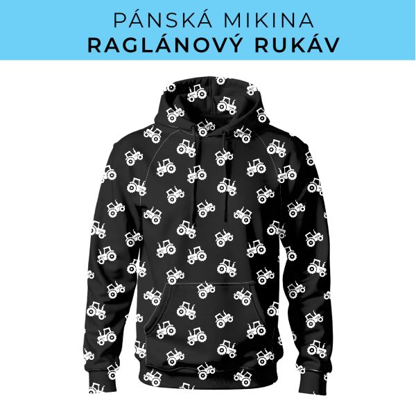 PÁNSKÝ střih - mikina raglan ZÁKLADNÍ s kapucí