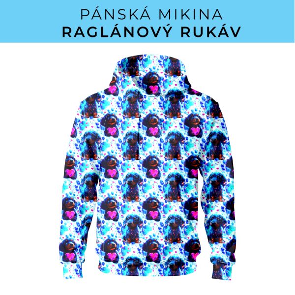 PÁNSKÝ střih - mikina raglan ZÁKLADNÍ s kapucí