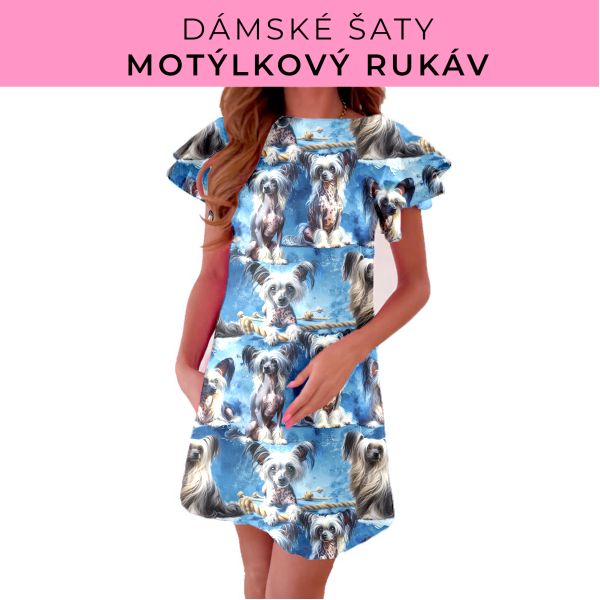 DÁMSKÝ střih - šaty s motýlkovým rukávem