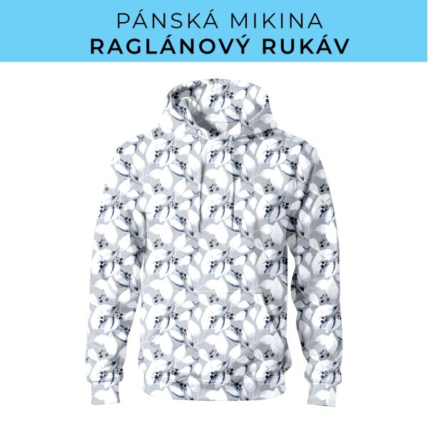 PÁNSKÝ střih - mikina raglan ZÁKLADNÍ s kapucí
