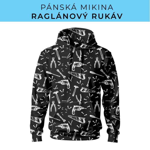 PÁNSKÝ střih - mikina raglan ZÁKLADNÍ s kapucí
