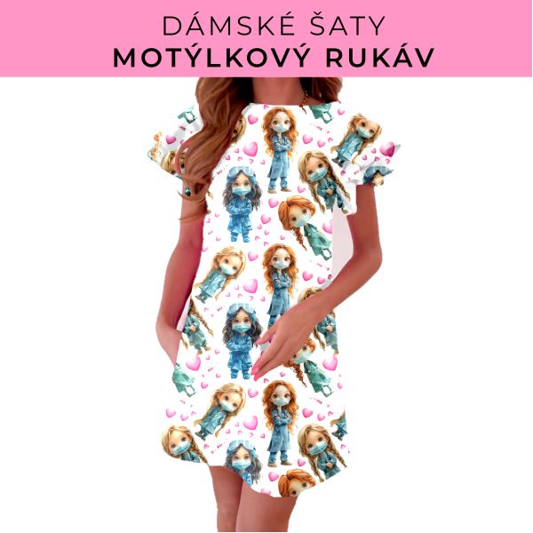 DÁMSKÝ střih - šaty s motýlkovým rukávem