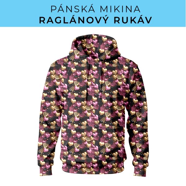 PÁNSKÝ střih - mikina raglan ZÁKLADNÍ s kapucí