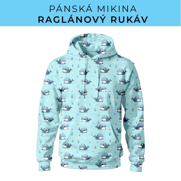 PÁNSKÝ střih - mikina raglan ZÁKLADNÍ s kapucí