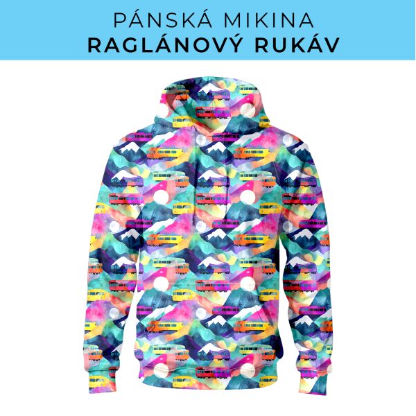 PÁNSKÝ střih - mikina raglan ZÁKLADNÍ s kapucí