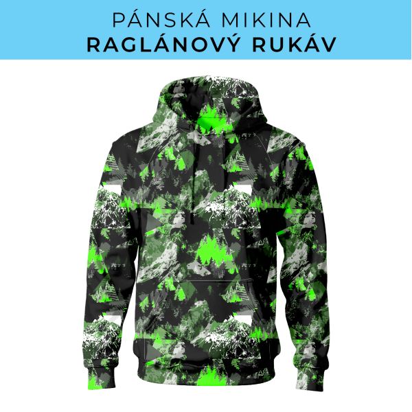 PÁNSKÝ střih - mikina raglan ZÁKLADNÍ s kapucí