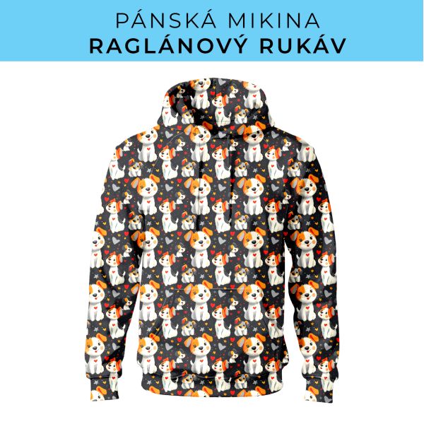 PÁNSKÝ střih - mikina raglan ZÁKLADNÍ s kapucí