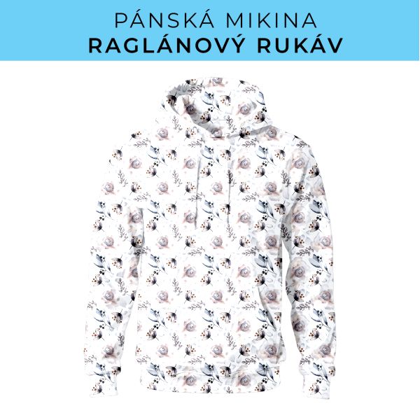 PÁNSKÝ střih - mikina raglan ZÁKLADNÍ s kapucí