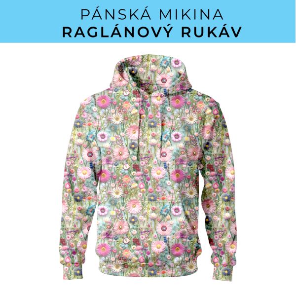 PÁNSKÝ střih - mikina raglan ZÁKLADNÍ s kapucí
