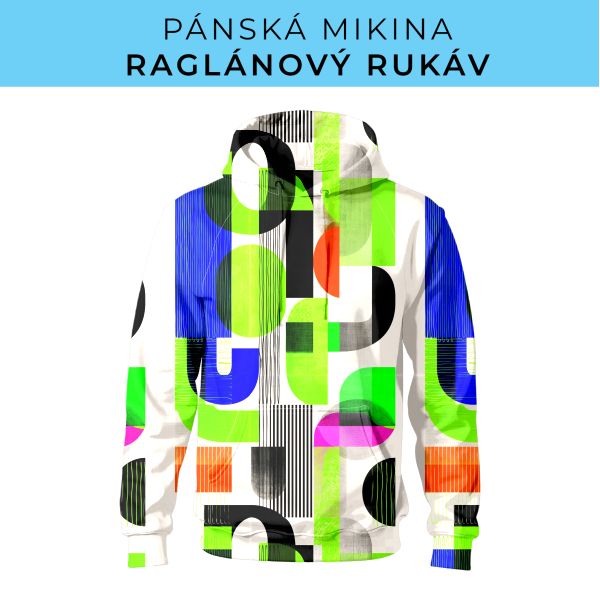 PÁNSKÝ střih - mikina raglan ZÁKLADNÍ s kapucí