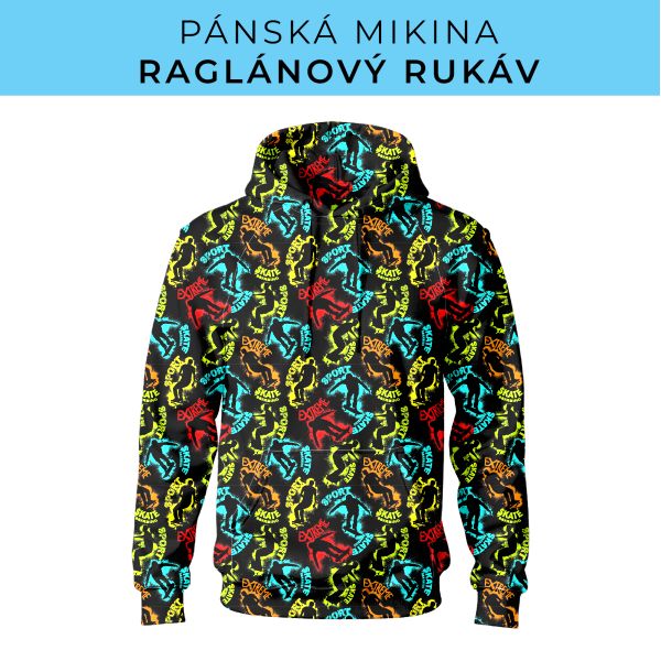 PÁNSKÝ střih - mikina raglan ZÁKLADNÍ s kapucí