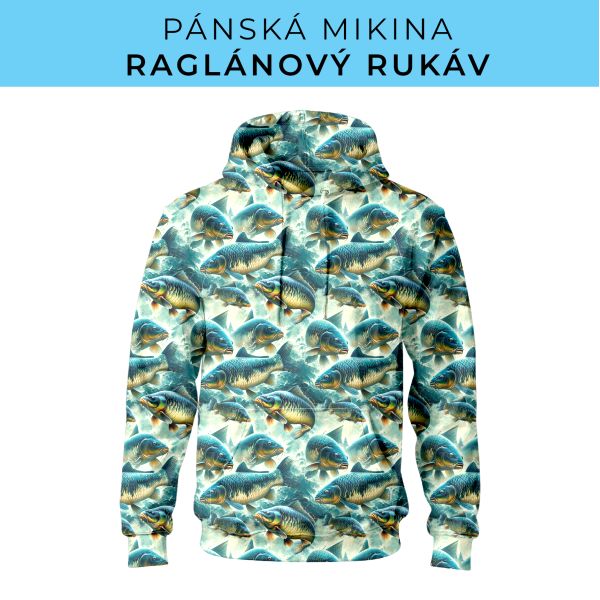 PÁNSKÝ střih - mikina raglan ZÁKLADNÍ s kapucí